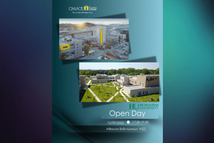 Open Day του Πανεπιστημίου Humanitas στο ΙΑΣΩ Γενική Κλινική Γνωρίστε το Πανεπιστήμιο Humanitas και τα ιατρικά του προγράμματα σε Open Day στο ΙΑΣΩ Γενική Κλινική στις 12 Σεπτεμβρίου.